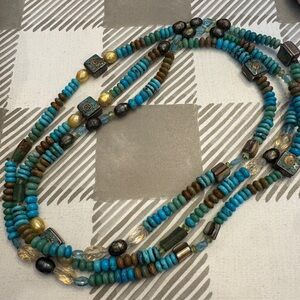 Vintage 52” Turquoise & Sterling Necklace